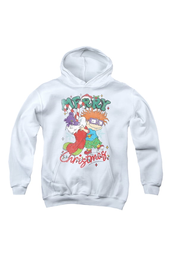 Chuckie Christmas Stocking Youth Kids Boy/Girls Pull-Over Hoodie, White, Small