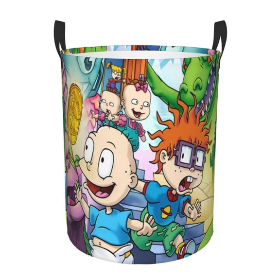 Rugrats Collapsible Laundry Basket Cartoon Laundry Hamper with Handles Waterproof Organization Basket for Storage Clothes Toys in Bedroom Bathroom