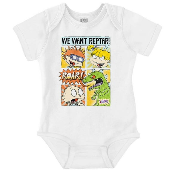 Rugrats Comic Strip We Want Reptar Romper Boys or Girls Infant Baby Brisco Brands 6M