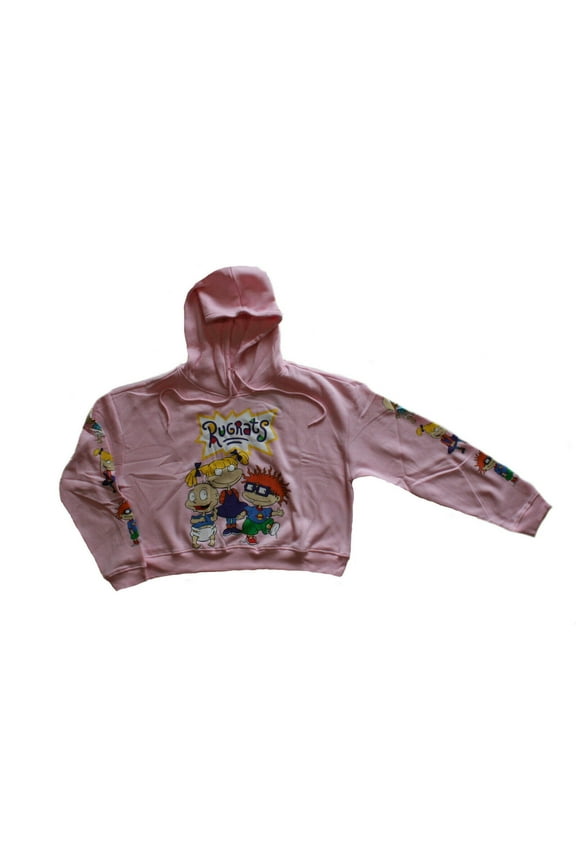 Rugrats Cropped Hoodie Tommy, Chuckie, Angelica Junior Women's Sweatshirt (Large)