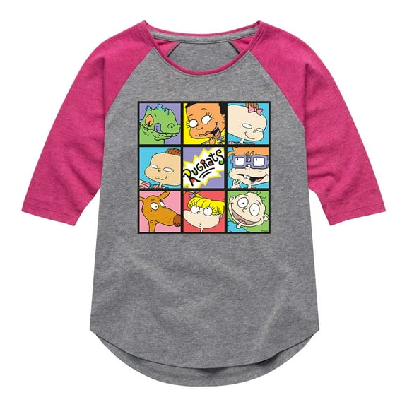 Rugrats - Grid - Toddler And Youth Girls Raglan Graphic T-Shirt