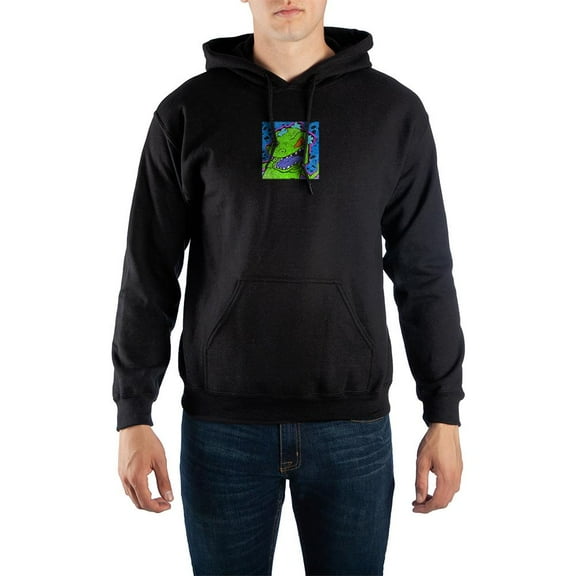 Rugrats Kids Cartoon Reptar Mens Black Hooded Sweatshirt-XL