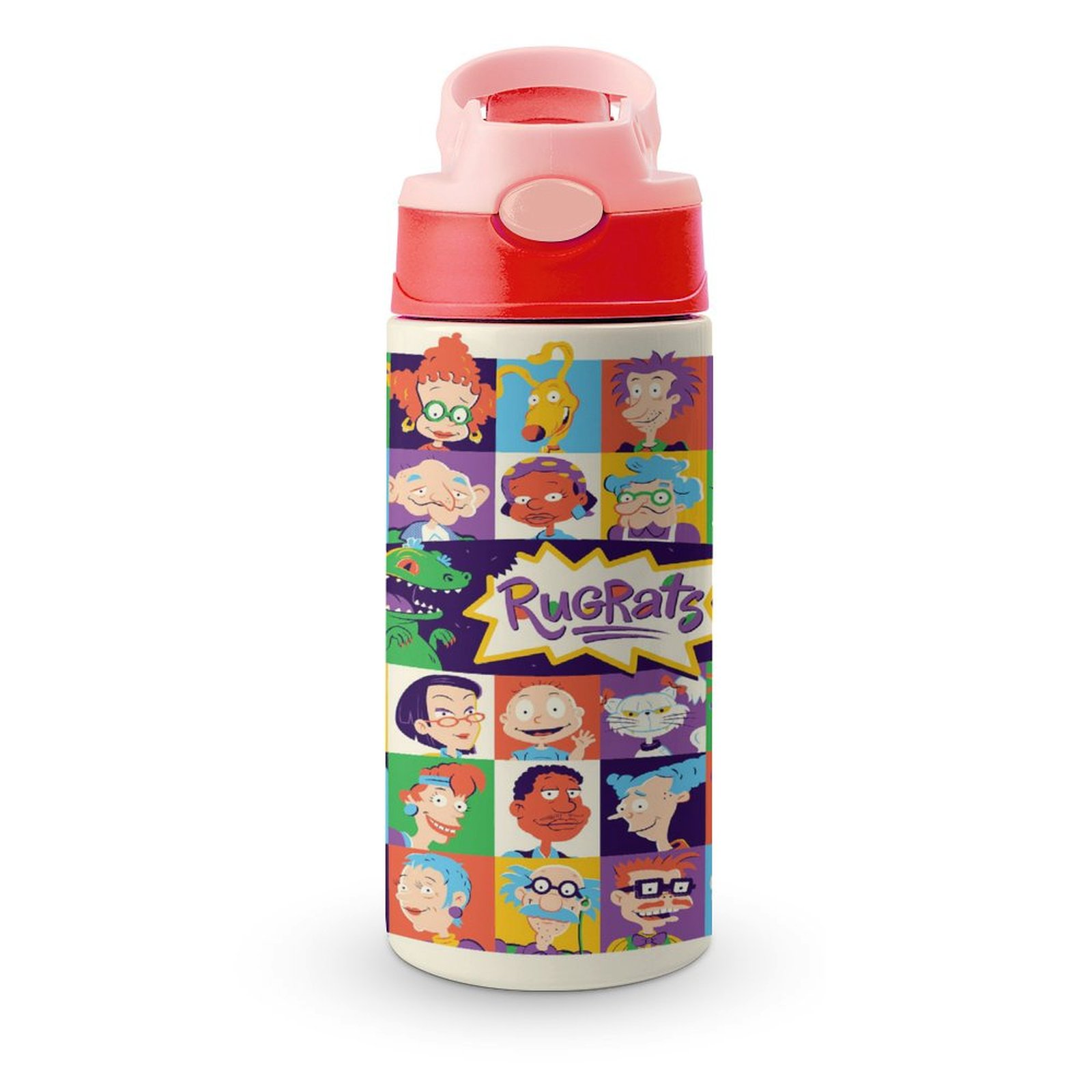 Rugrats Kids Water Bottle with Straw Lid Insulated Stainless Steel Reusable Tumbler for Boys ...