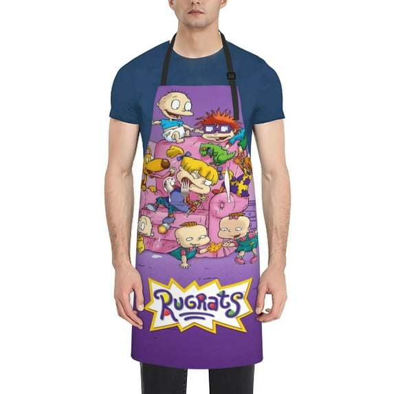 Rugrats Kitchen Cooking Aprons, Adjustable Bib Soft Chef Apron with 2 Pockets for Men Women