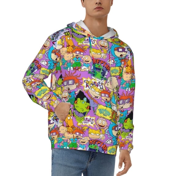 Rugrats Men's Hoodie With Color Drawstrings Sweatshirt Hooded Pullover Print Winter Coat Jacket Large