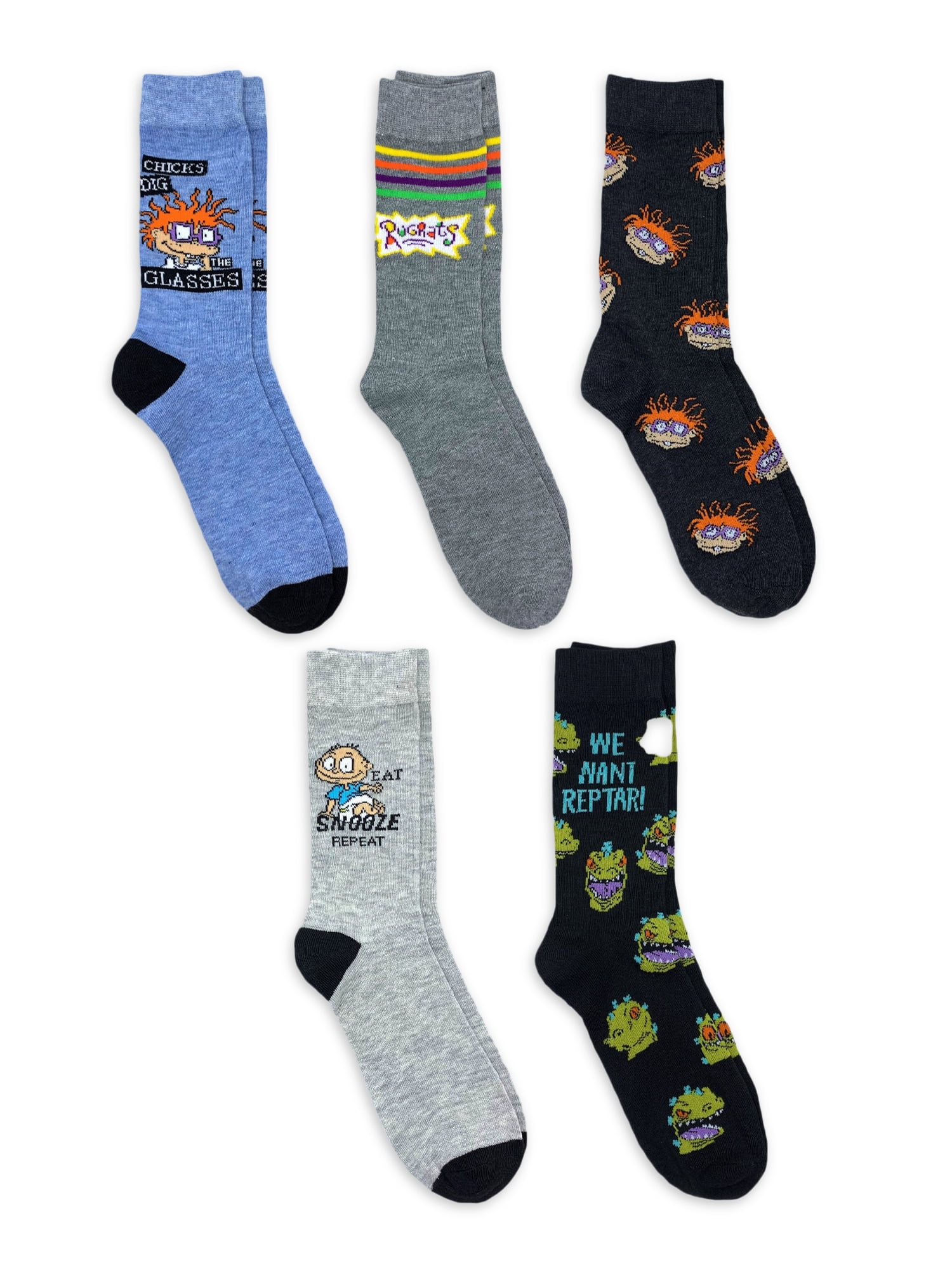 Rugrats, Mens Crew Socks, 5Pack, Size 6.512