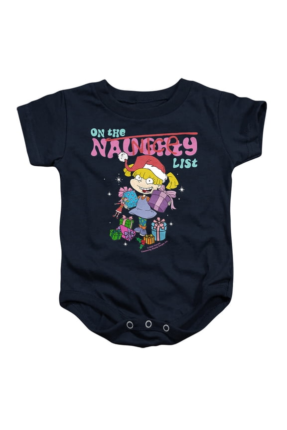 Naughty Angelica Christmas Unisex Infant Snap Suit for Baby, Navy, Large