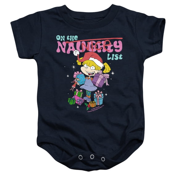 Rugrats Naughty Angelica Christmas Unisex Infant Snap Suit for Baby, Navy, X-Large