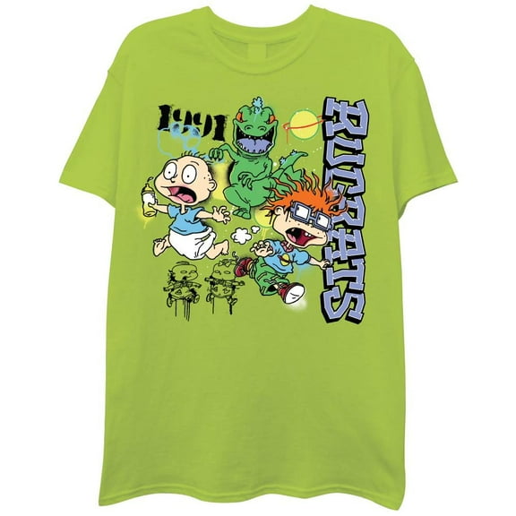 Rugrats Nickelodeon Men's 90's Classic T-Shirt - Vintage Throwback Tee Lime, Small