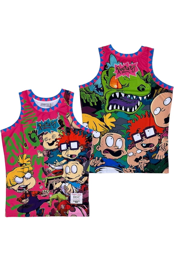 Rugrats Nickelodeon Men's Headgear Classics All Over Print Basketball Jersey (XXX-Large, Pink)