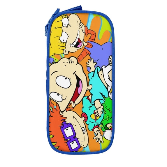 Rugrats Pencil Case Durable Pen Carrying Case Lightweight Pencil Bag Pouch Box Organizer Pencase Blue