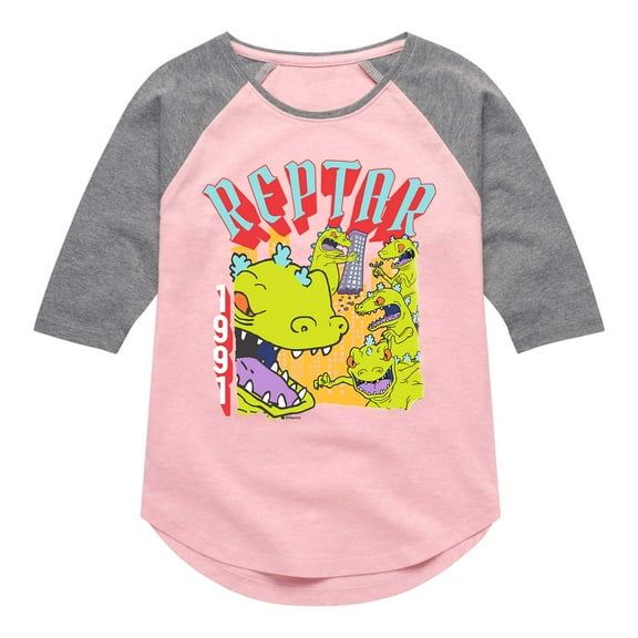 Rugrats - Reptar 1991 - Toddler And Youth Girls Raglan Graphic T-Shirt