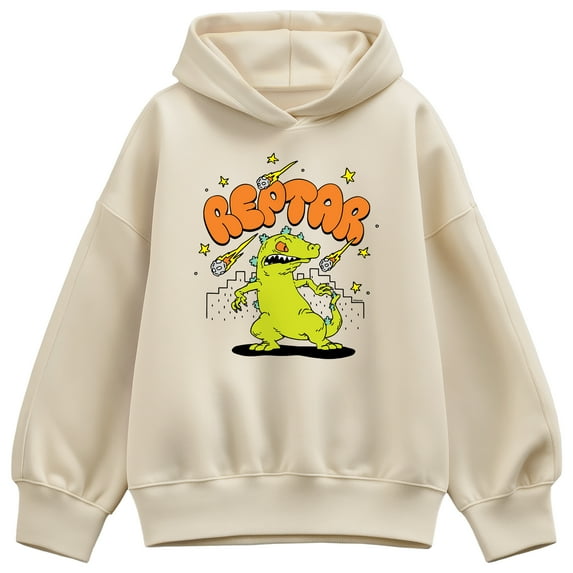 Rugrats - Reptar Doodle - Ladies Oversized Fleece Hoodie Sweatshirt