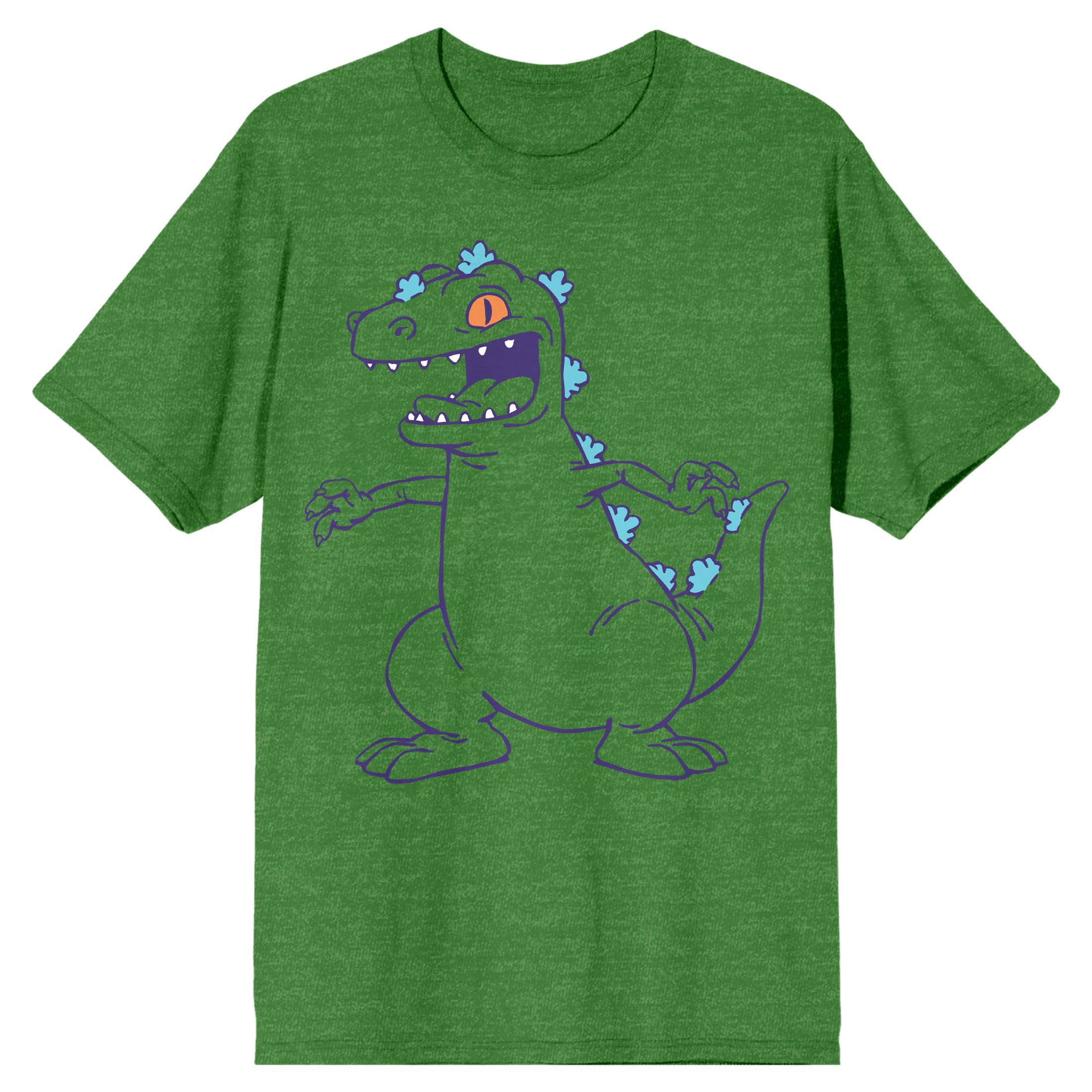 Rugrats Reptar Line Art Men's Irish Green Heather T-shirt-Large