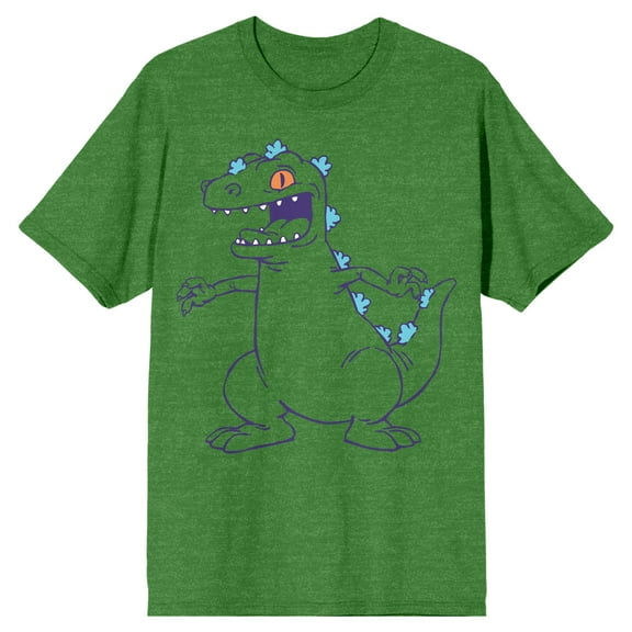 Rugrats Reptar Line Art Men's Irish Green Heather T-shirt-Medium