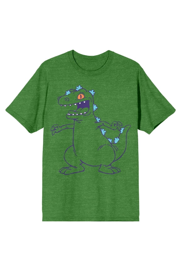 Rugrats Reptar Line Art Men's Irish Green Heather T-shirt-XXL