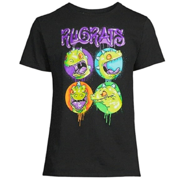 Rugrats Reptar Men's Black Airbrush T-Shirt (XL)