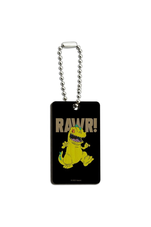 Rugrats Reptar Rawr! Wood Wooden Rectangle Keychain Key Ring