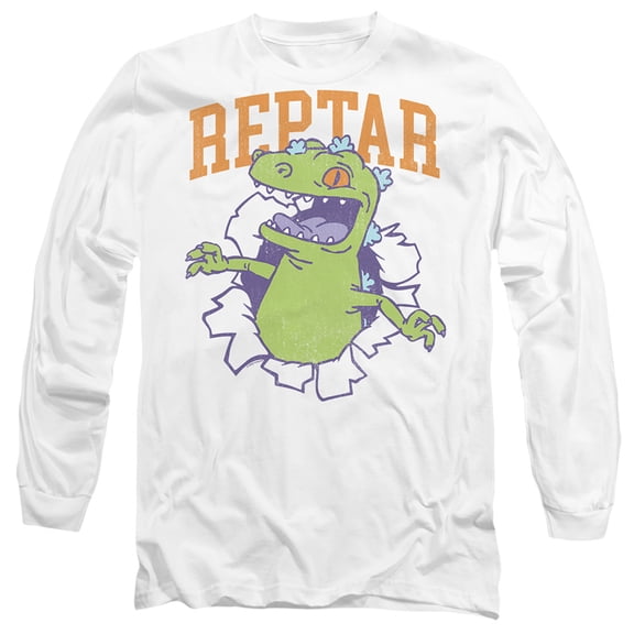 Rugrats Reptar Shirt Rip Unisex Adult Long-Sleeve T Shirt (2X-Large) White