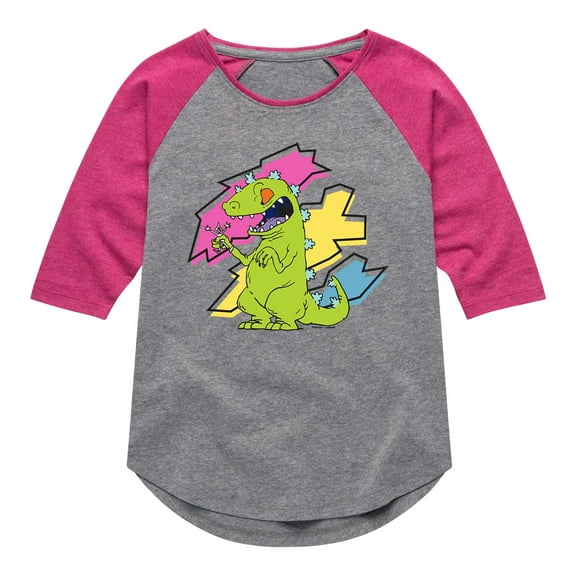 Rugrats - Reptar Shreds - Toddler And Youth Girls Raglan Graphic T-Shirt