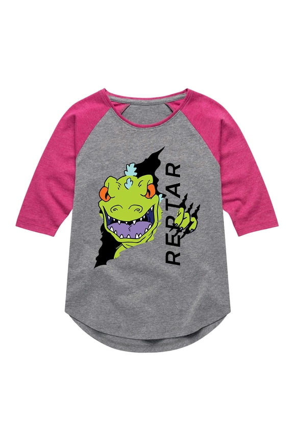 - Reptar Tear - Toddler And Youth Girls Raglan Graphic T-Shirt