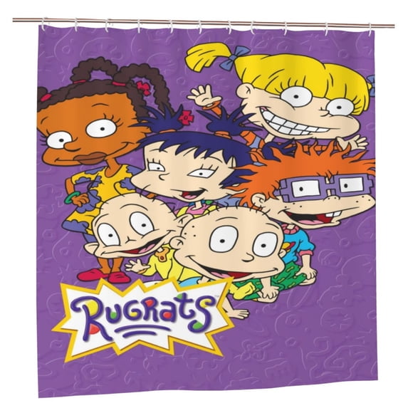 Rugrats Shower Curtain Set, Waterproof Fabric Kids Bathroom Decor Curtain Set with 12 Hooks 72×72 Inches
