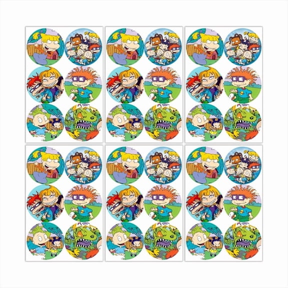 Rugrats Stickers Labels Birthday Party Favors Thank You Themed Round Circle Baby Shower 60pcs