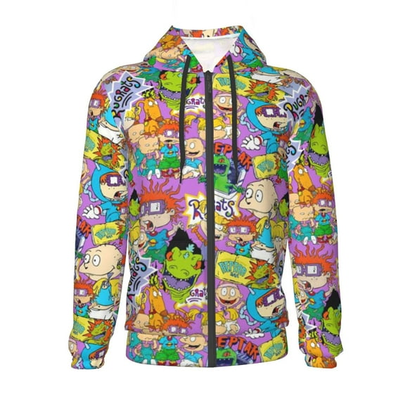 Rugrats Teens Sweatshirts Novelty Print Zip Up Hoodie Jacket Long Sleeve Hooded Sweatshirt Hoody Coat With Pocket X-Large