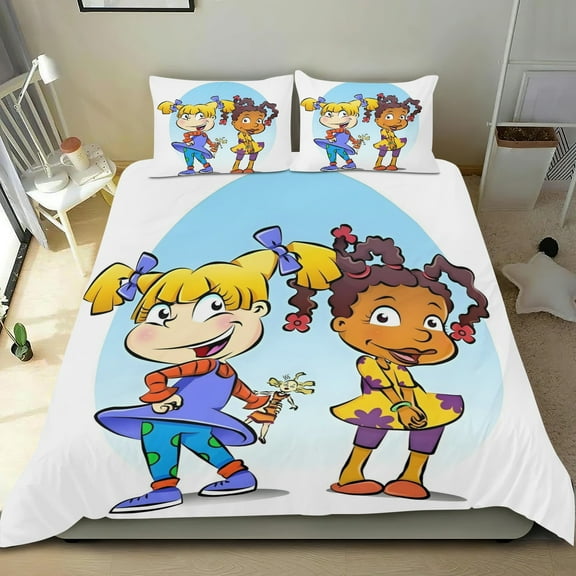 Rugrats Themed Bed Sheet Set Three Piece Set 53x79 Inches Comfortable And Skin Friendly Unique Design Creating A Star Studded Night
