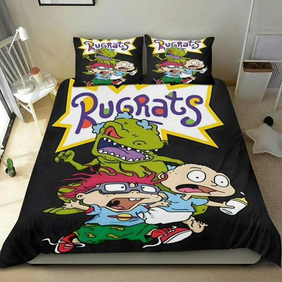 Rugrats Themed Bed Sheet Set Three Piece Set 53x79 Inches Comfortable And Skin Friendly Unique Design Creating A Star Studded Night