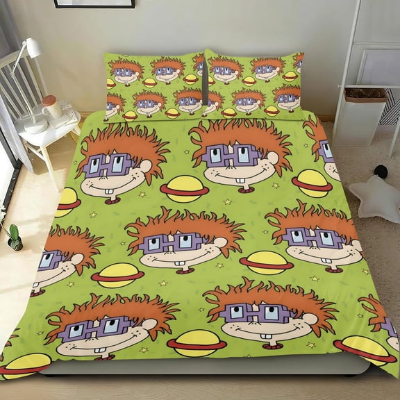 Rugrats Themed Bed Sheet Set Three Piece Set 53x79 Inches Comfortable And Skin Friendly Unique Design Creating A Star Studded Night