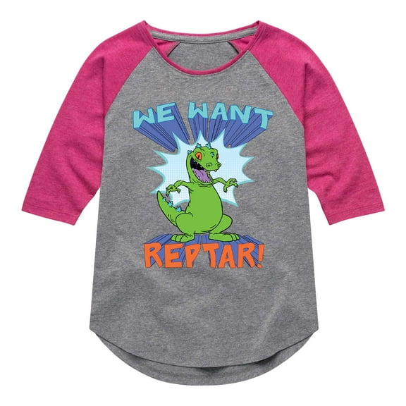 Rugrats - We Want Reptar - Toddler And Youth Girls Raglan Graphic T-Shirt