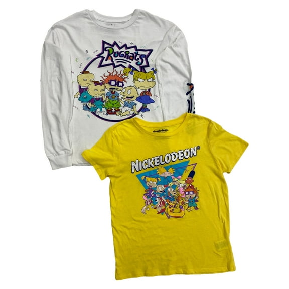 Rugrats Womens (Juniors) White & Yellow 2pc T-Shirt Tee Shirt Set X-Small