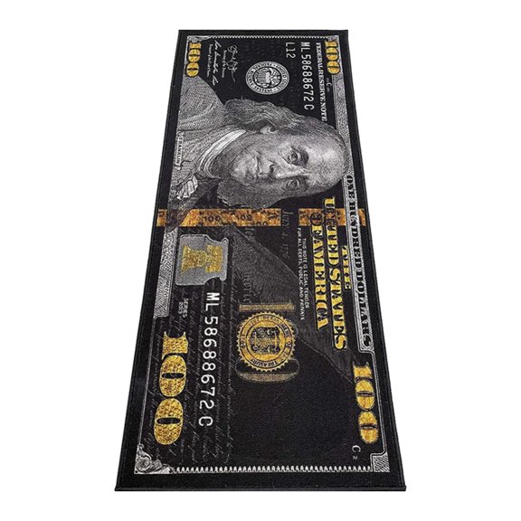 Rugs 100 Dollar Bill Area Runner Rugs Nonslip Rubber Backed Laundry Room Rug Floor Mat for Living Room Dining Room Washroom Bathroom Kitchen Doormat Hallway 15.7x39.4in