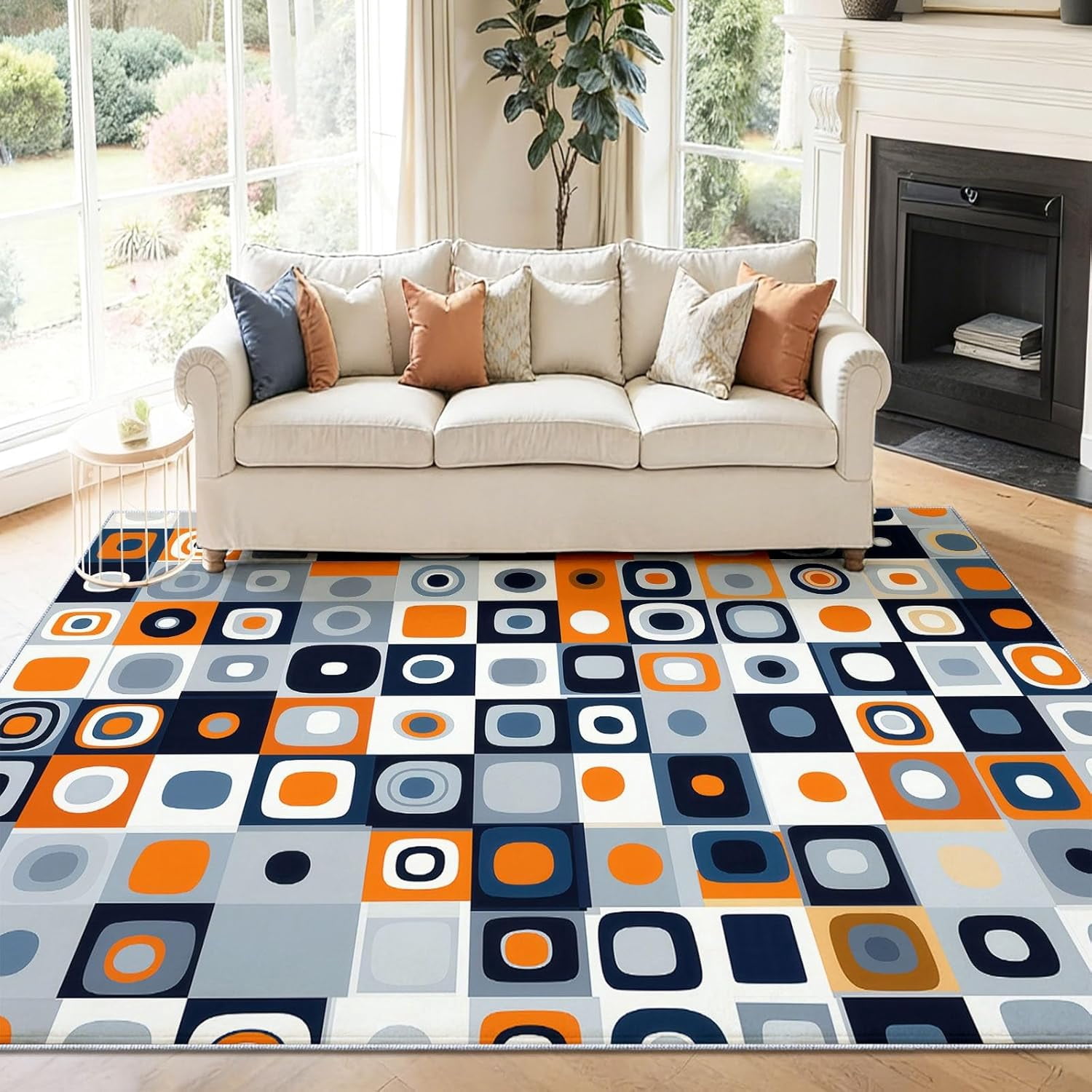 70s Rug Patterns Rugs 70S Retro Pattern Area Rug Mid-Century Geometric Non-Slip Washable ...