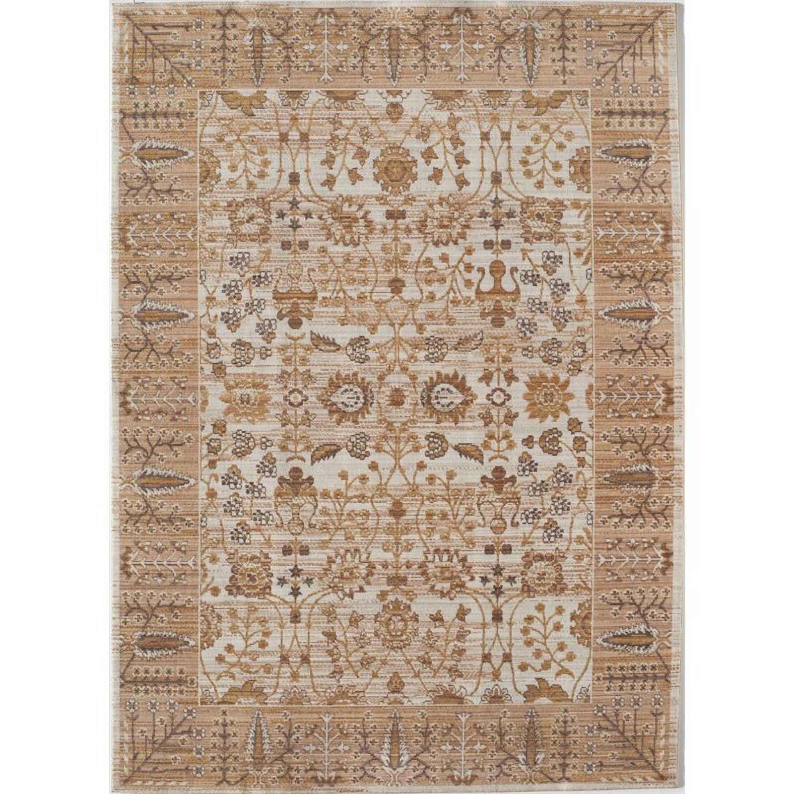 Rugs America Asteria Collection Cream Tan AI350B Transitional Floral