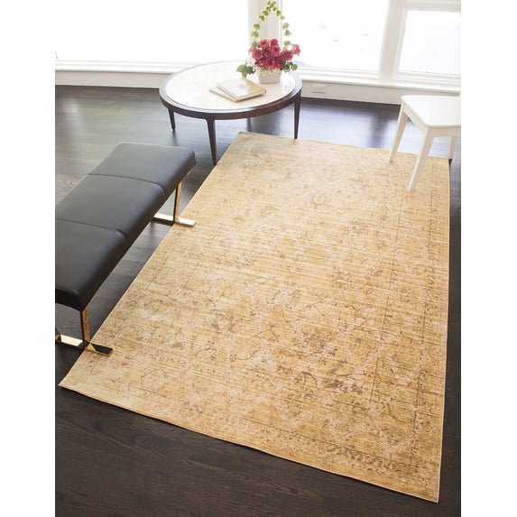 Rugs America Asteria Collection Gold yellow AI200A Transitional Geometric Area Rug 4' x 6'