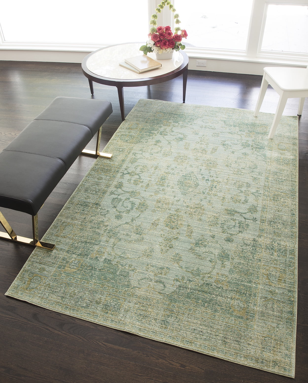 Rugs America Asteria Collection Green Green AI250A Transitional Floral