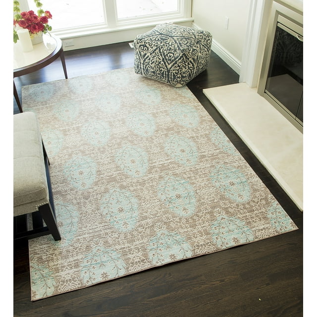 Rugs America Asteria Collection grey Blue AI450B Transitional Floral