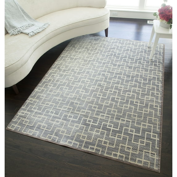 Rugs America Asteria Collection grey Ivory AI500A Contemporary Geometric Area Rug 4' x 6'