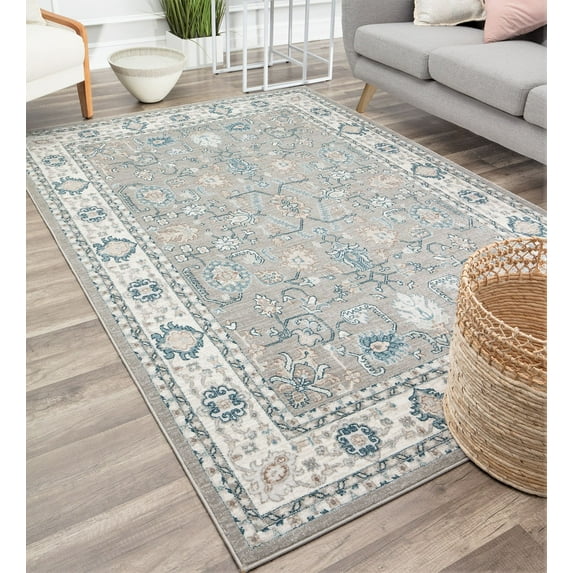 Rugs America Aubrey LR20D Spring Fog Transitional Traditional Gray Area Rug, 5'3"x7'