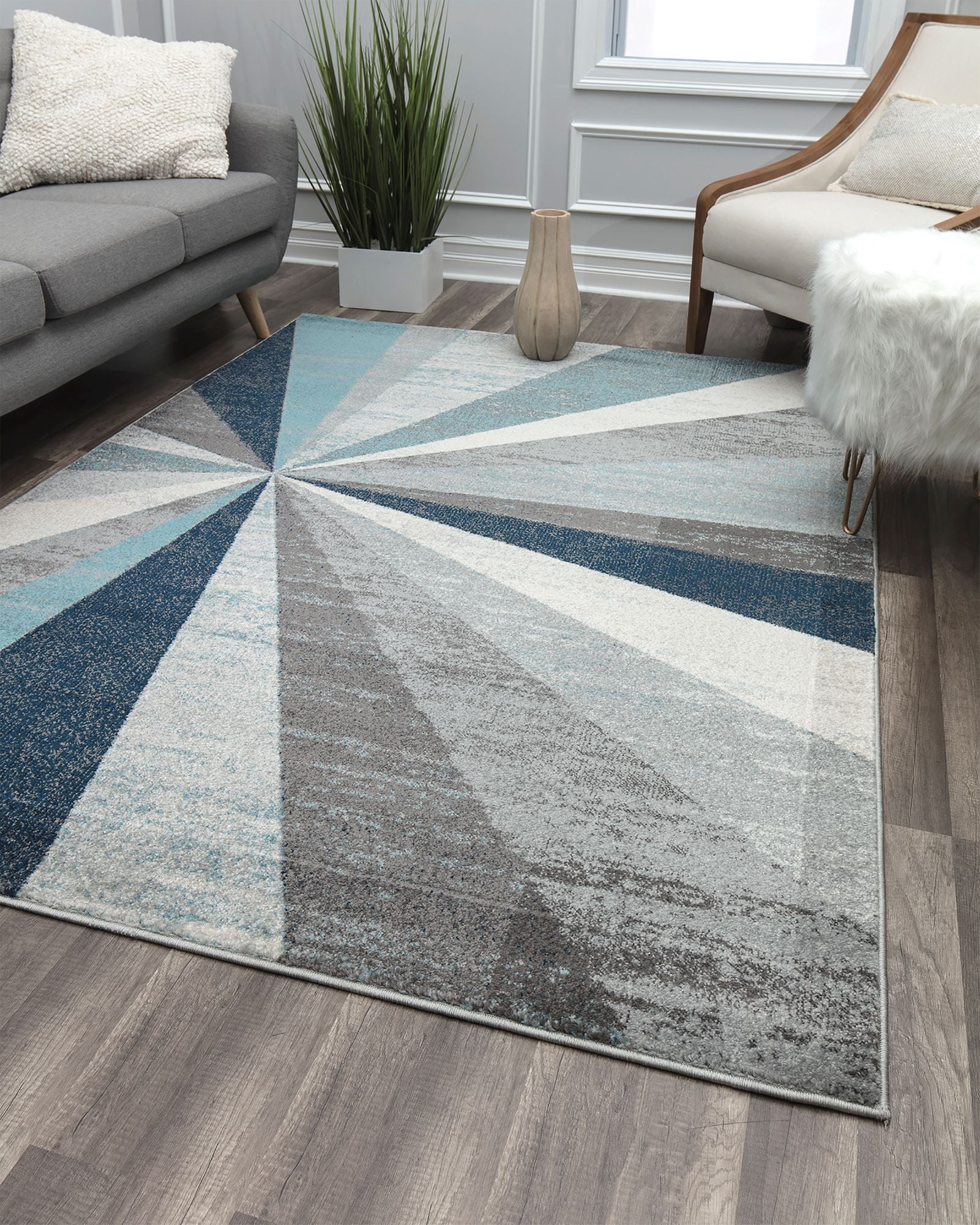 Hale Blue and Gray Geometric 8' x 10' Synthetic Area Rug