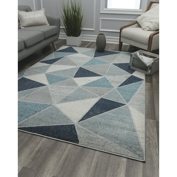 Rugs America Aurea KA25A Indigo Blue Geometric Contemporary Blue Area Rug, 8'x10'