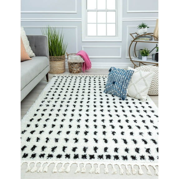 Rugs America BT15B Calm Creation Dots Modern White Area Rug, 2'6" x 8'