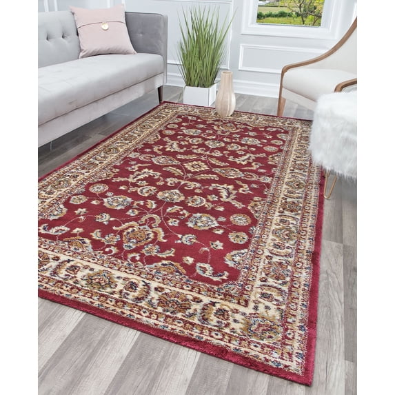 Rugs America Bardot BS010 Classic Burgundy Transitional Traditional Red Area Rug, 2'5''x8'