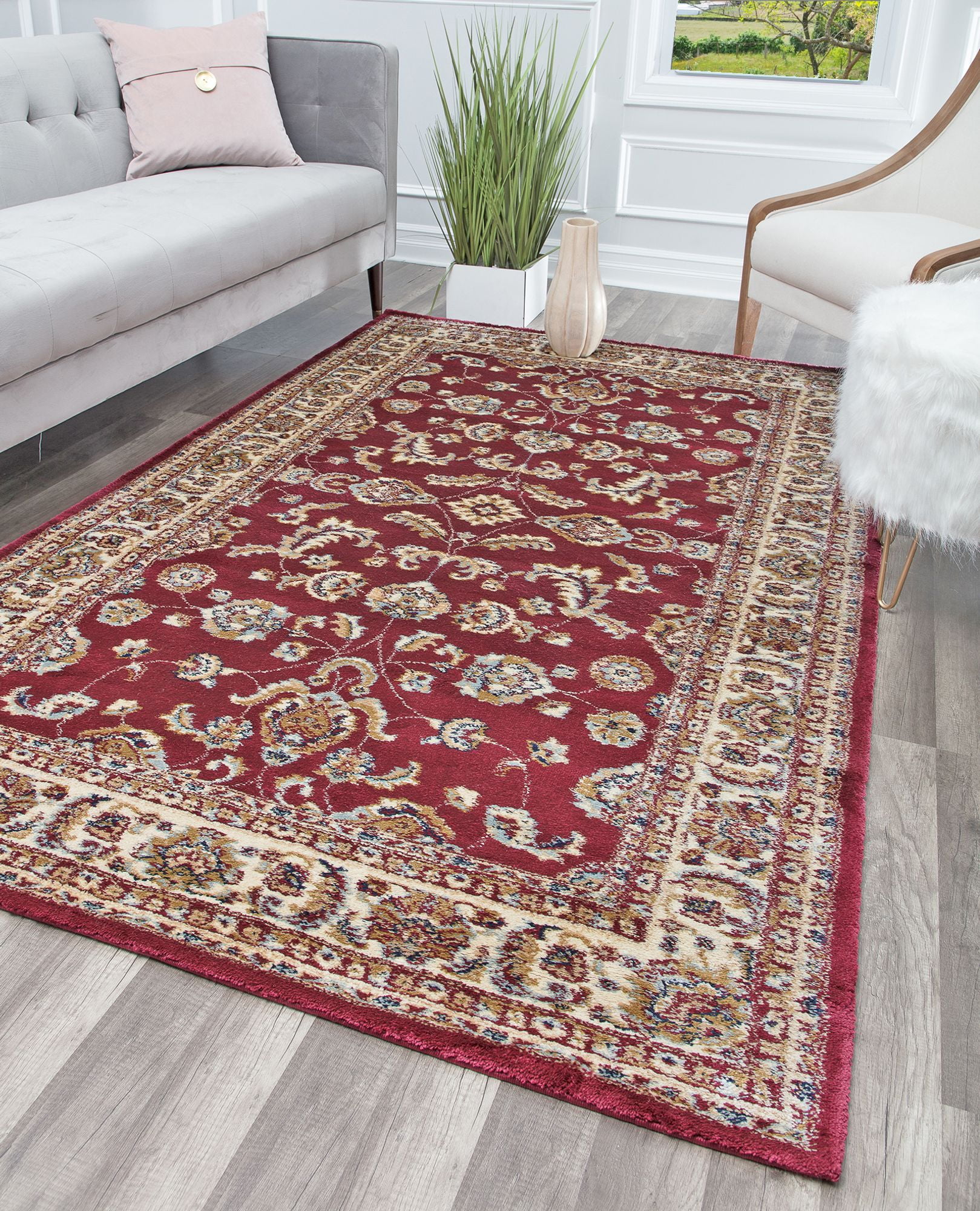 Rugs America Bardot BS010 Classic Burgundy Transitional Traditional Red ...