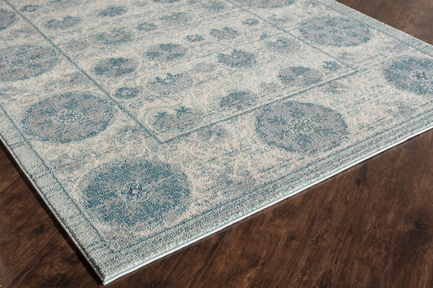Rugs America Beverly Collection Ivory Blue BV100A Transitional Abstract Area Rug 2' x 3'