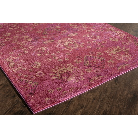 Rugs America Beverly Collection Fuchsia BV500B Transitional Abstract Area Rug 2' x 3'