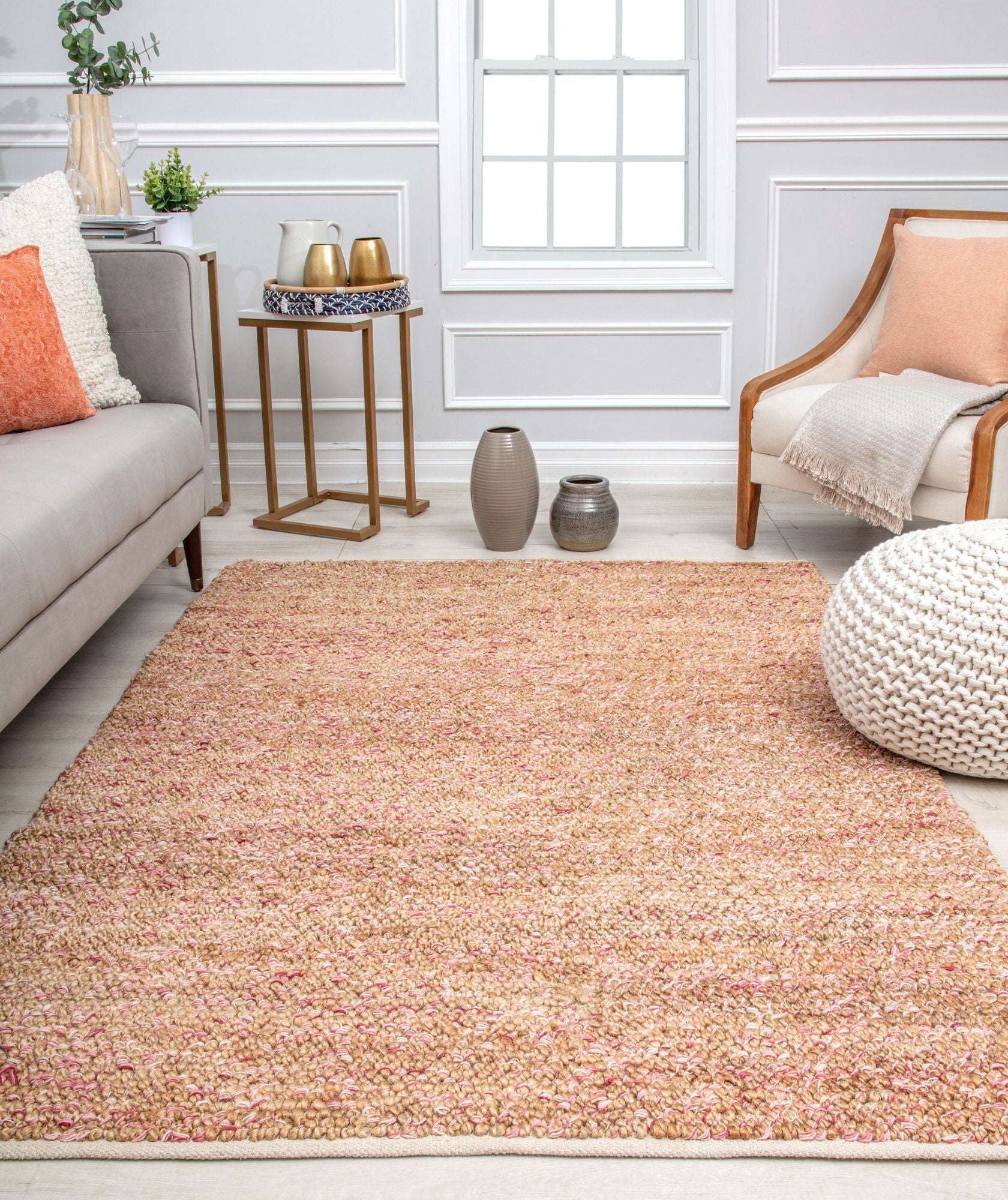 Rugs America Blush Confetti DR10B Solid Farmhouse Orange Area Rug, 8’0”x10’0”