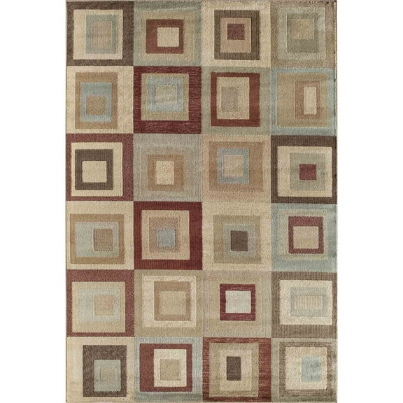 Rugs America Bowery 8014 Red Geometric Area Rug (8' x 11')
